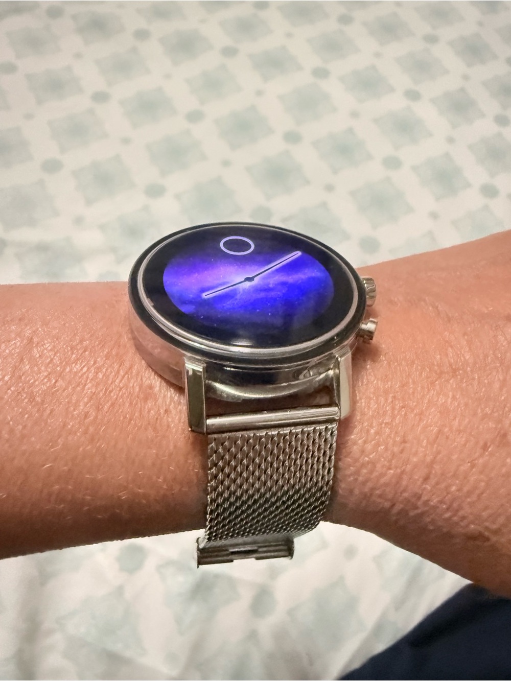 Movado Silver Smartwatch with Blue Galaxy Dial